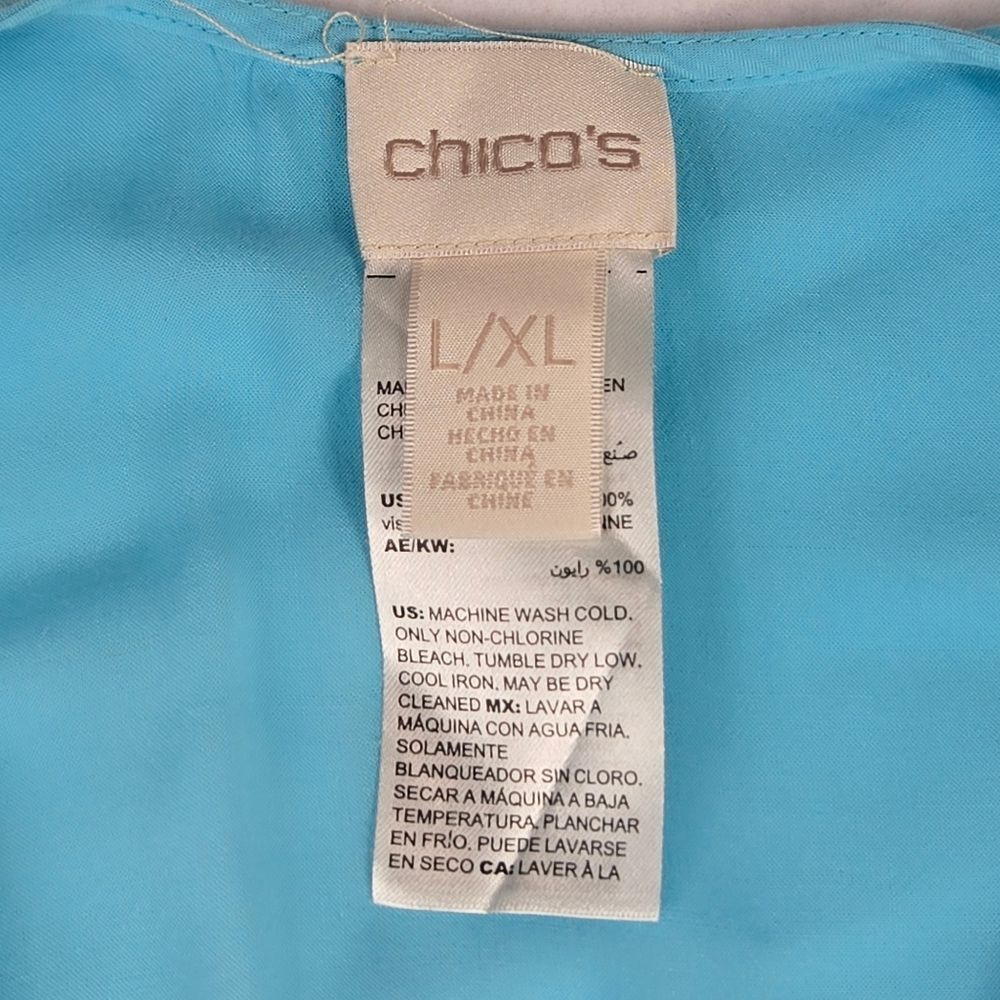 Chicos Blue Ombre Lace Trim Kimono Cardigan - Picture 5 of 9